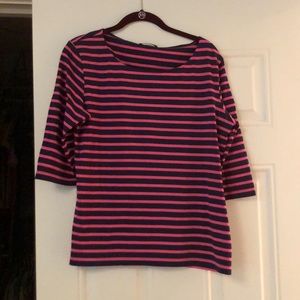 Saint James 3/4 pink and navy top size 14